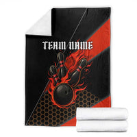 Personalized Bowling Tournament Blanket Ball Strike Black And Red Custom Bowling Team - Wonder Print Shop