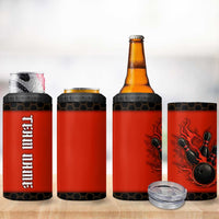Personalized Bowling Tournament 4 in 1 Can Cooler Tumbler Ball Strike Black And Red Custom Bowling Team - Wonder Print Shop