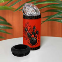 Personalized Bowling Tournament 4 in 1 Can Cooler Tumbler Ball Strike Black And Red Custom Bowling Team - Wonder Print Shop
