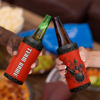 Personalized Bowling Tournament 4 in 1 Can Cooler Tumbler Ball Strike Black And Red Custom Bowling Team - Wonder Print Shop