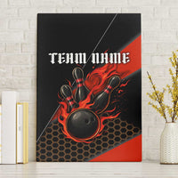 Personalized Bowling Tournament Canvas Wall Art Ball Strike Black And Red Custom Bowling Team - Wonder Print Shop