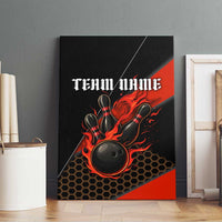 Personalized Bowling Tournament Canvas Wall Art Ball Strike Black And Red Custom Bowling Team - Wonder Print Shop