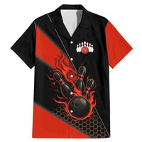 Personalized Bowling Tournament Family Matching Mermaid Dress and Hawaiian Shirt Ball Strike Black And Red Custom Bowling Team - Wonder Print Shop