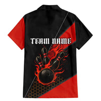 Personalized Bowling Tournament Family Matching Mermaid Dress and Hawaiian Shirt Ball Strike Black And Red Custom Bowling Team - Wonder Print Shop