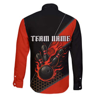 Personalized Bowling Tournament Family Matching Tank Maxi Dress and Hawaiian Shirt Ball Strike Black And Red Custom Bowling Team - Wonder Print Shop