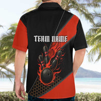 Personalized Bowling Tournament Hawaiian Shirt Ball Strike Black And Red Custom Bowling Team - Wonder Print Shop