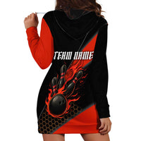 Personalized Bowling Tournament Hoodie Dress Ball Strike Black And Red Custom Bowling Team - Wonder Print Shop