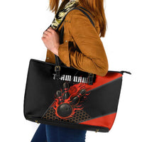 Personalized Bowling Tournament Leather Tote Bag Ball Strike Black And Red Custom Bowling Team - Wonder Print Shop