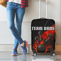 Personalized Bowling Tournament Luggage Cover Ball Strike Black And Red Custom Bowling Team - Wonder Print Shop