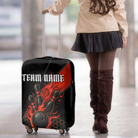 Personalized Bowling Tournament Luggage Cover Ball Strike Black And Red Custom Bowling Team - Wonder Print Shop