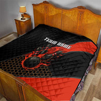 Personalized Bowling Tournament Quilt Ball Strike Black And Red Custom Bowling Team - Wonder Print Shop