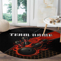 Personalized Bowling Tournament Round Carpet Ball Strike Black And Red Custom Bowling Team - Wonder Print Shop