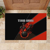 Personalized Bowling Tournament Rubber Doormat Ball Strike Black And Red Custom Bowling Team - Wonder Print Shop