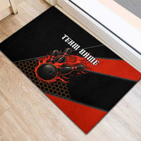 Personalized Bowling Tournament Rubber Doormat Ball Strike Black And Red Custom Bowling Team - Wonder Print Shop