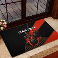 Personalized Bowling Tournament Rubber Doormat Ball Strike Black And Red Custom Bowling Team - Wonder Print Shop