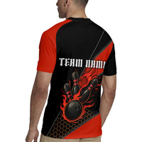 Personalized Bowling Tournament Rugby Jersey Ball Strike Black And Red Custom Bowling Team - Wonder Print Shop