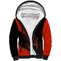 Personalized Bowling Tournament Sherpa Hoodie Ball Strike Black And Red Custom Bowling Team - Wonder Print Shop