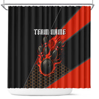 Personalized Bowling Tournament Shower Curtain Ball Strike Black And Red Custom Bowling Team - Wonder Print Shop