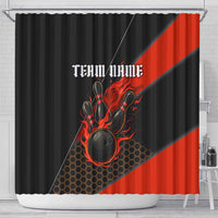 Personalized Bowling Tournament Shower Curtain Ball Strike Black And Red Custom Bowling Team - Wonder Print Shop