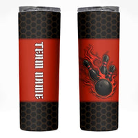 Personalized Bowling Tournament Skinny Tumbler Ball Strike Black And Red Custom Bowling Team - Wonder Print Shop