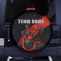 Personalized Bowling Tournament Spare Tire Cover Ball Strike Black And Red Custom Bowling Team - Wonder Print Shop