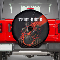 Personalized Bowling Tournament Spare Tire Cover Ball Strike Black And Red Custom Bowling Team - Wonder Print Shop