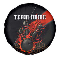 Personalized Bowling Tournament Spare Tire Cover Ball Strike Black And Red Custom Bowling Team - Wonder Print Shop