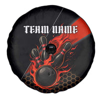 Personalized Bowling Tournament Spare Tire Cover Ball Strike Black And Red Custom Bowling Team - Wonder Print Shop