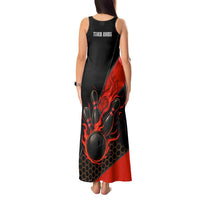 Personalized Bowling Tournament Tank Maxi Dress Ball Strike Black And Red Custom Bowling Team - Wonder Print Shop