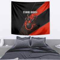 Personalized Bowling Tournament Tapestry Ball Strike Black And Red Custom Bowling Team - Wonder Print Shop
