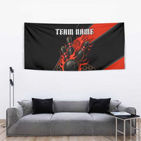 Personalized Bowling Tournament Tapestry Ball Strike Black And Red Custom Bowling Team - Wonder Print Shop