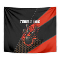 Personalized Bowling Tournament Tapestry Ball Strike Black And Red Custom Bowling Team - Wonder Print Shop