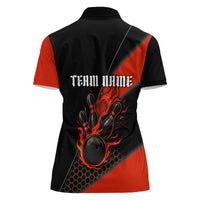 Personalized Bowling Tournament Women Polo Shirt Ball Strike Black And Red Custom Bowling Team - Wonder Print Shop