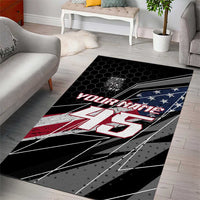 Custom Bike Shirt Racing Motocross Area Rug American Flag and Black Hexagon Lightning Graphic Design - Wonder Print Shop
