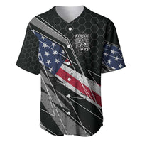 Custom Bike Shirt Racing Motocross Baseball Jersey American Flag and Black Hexagon Lightning Graphic Design - Wonder Print Shop