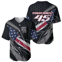 Custom Bike Shirt Racing Motocross Baseball Jersey American Flag and Black Hexagon Lightning Graphic Design - Wonder Print Shop