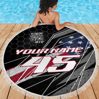 Custom Bike Shirt Racing Motocross Beach Blanket American Flag and Black Hexagon Lightning Graphic Design - Wonder Print Shop