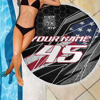 Custom Bike Shirt Racing Motocross Beach Blanket American Flag and Black Hexagon Lightning Graphic Design - Wonder Print Shop