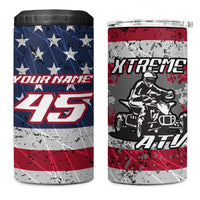 Custom Bike Shirt Racing Motocross 4 in 1 Can Cooler Tumbler American Flag and Black Hexagon Lightning Graphic Design - Wonder Print Shop