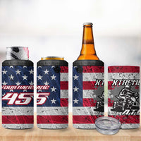 Custom Bike Shirt Racing Motocross 4 in 1 Can Cooler Tumbler American Flag and Black Hexagon Lightning Graphic Design - Wonder Print Shop