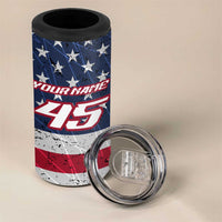 Custom Bike Shirt Racing Motocross 4 in 1 Can Cooler Tumbler American Flag and Black Hexagon Lightning Graphic Design - Wonder Print Shop