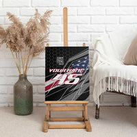 Custom Bike Shirt Racing Motocross Canvas Wall Art American Flag and Black Hexagon Lightning Graphic Design - Wonder Print Shop