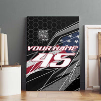 Custom Bike Shirt Racing Motocross Canvas Wall Art American Flag and Black Hexagon Lightning Graphic Design - Wonder Print Shop