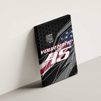 Custom Bike Shirt Racing Motocross Canvas Wall Art American Flag and Black Hexagon Lightning Graphic Design - Wonder Print Shop
