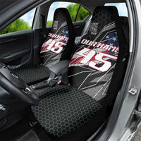 Custom Bike Shirt Racing Motocross Car Seat Cover American Flag and Black Hexagon Lightning Graphic Design - Wonder Print Shop