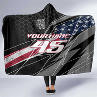 Custom Bike Shirt Racing Motocross Hooded Blanket American Flag and Black Hexagon Lightning Graphic Design - Wonder Print Shop