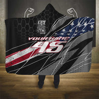 Custom Bike Shirt Racing Motocross Hooded Blanket American Flag and Black Hexagon Lightning Graphic Design - Wonder Print Shop