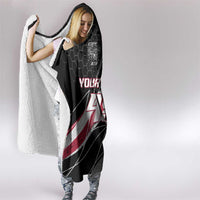 Custom Bike Shirt Racing Motocross Hooded Blanket American Flag and Black Hexagon Lightning Graphic Design - Wonder Print Shop