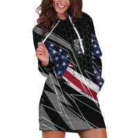 Custom Bike Shirt Racing Motocross Hoodie Dress American Flag and Black Hexagon Lightning Graphic Design - Wonder Print Shop