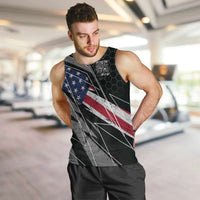 Custom Bike Shirt Racing Motocross Men Tank Top American Flag and Black Hexagon Lightning Graphic Design - Wonder Print Shop